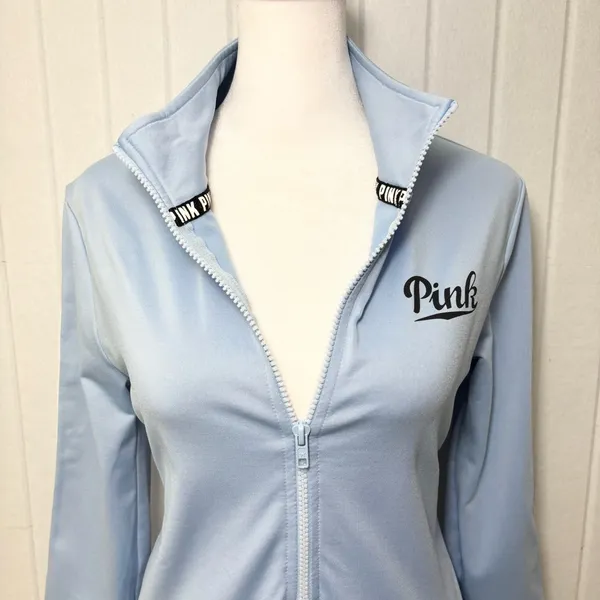 PINK Victoria's Secret ULTIMATE Sky Blue‎ Quarter-Zip Hoodie Size S - Image 3