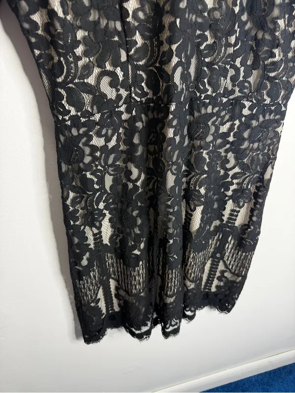 MSLG Elegant Floral‎ Lace Cocktail Dress Wedding Guest V-Back Black 2XL - Image 11