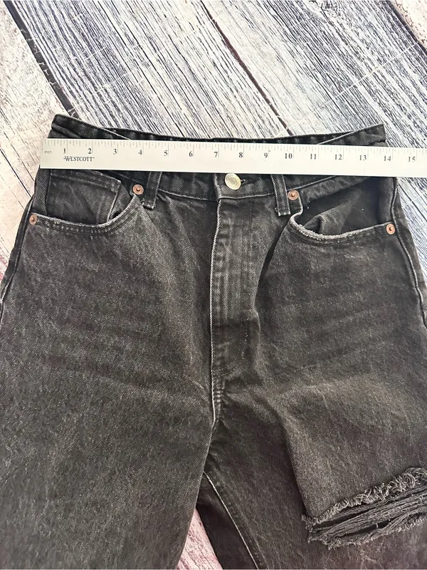 Zara Black Wide-Leg Distressed Jeans - Image 7