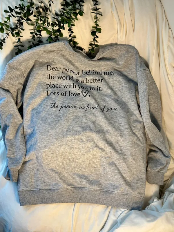 Grey "You Are Enough" Positive Quote Graphic Sweatshirt XL - Image 2