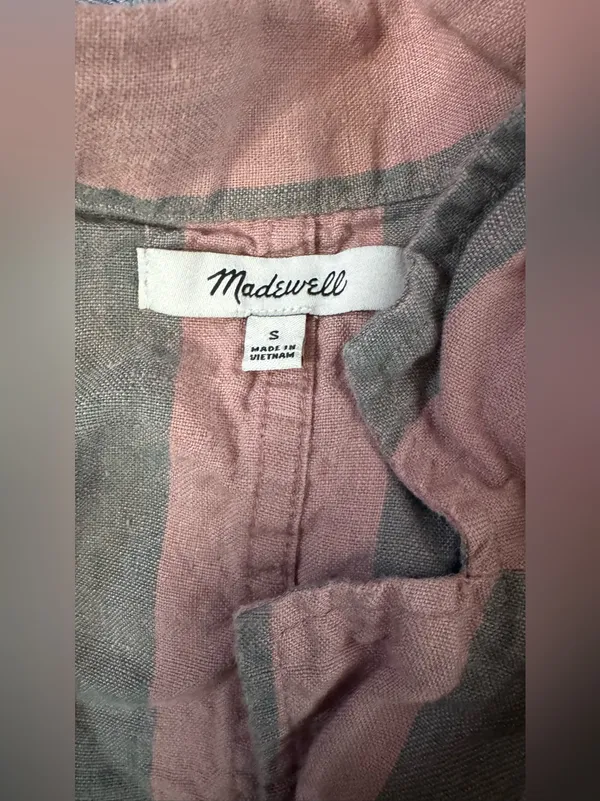 Madewell 100% Linen Resort Shirt in Springy Stripe Size Small - Image 6