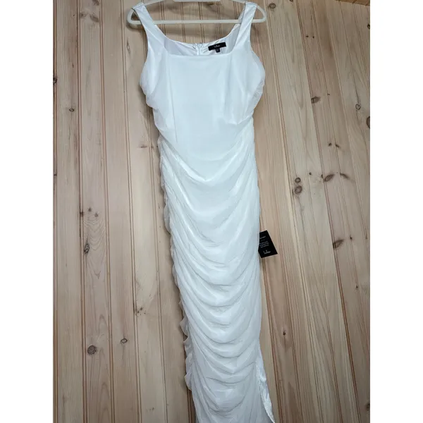 NWT Lulus V.I.P. Treatment White Mesh Ruched Bodycon Midi Dress Party Sexy XL - Image 6