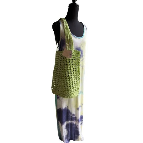 NWT Sol & Mer Lime Raffia Tote | Woven Beach Bag | Resort Vacation Market Tote - Image 6