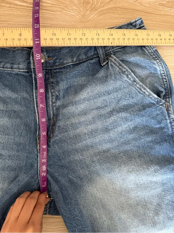 Aeropostale Men’s Large Baggy Denim Jorts Medium Wash 90s Relaxed Cargo - Image 4