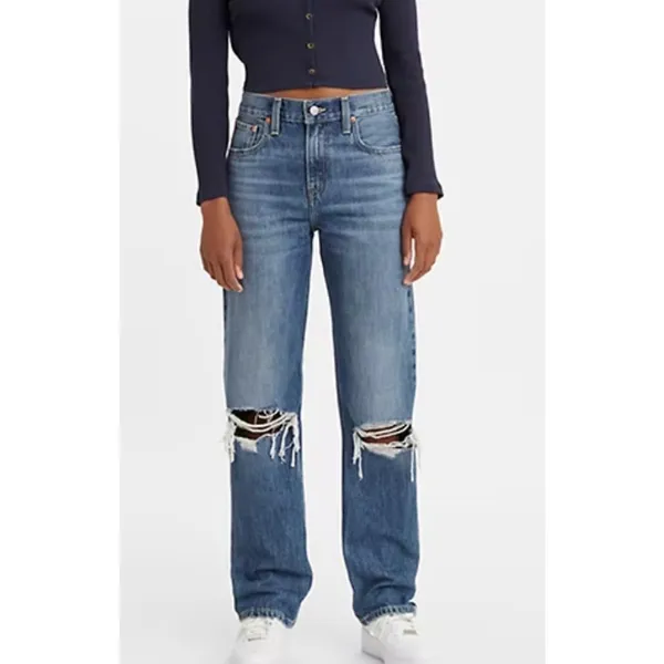 Levi's Womens 29 NWT Low Pro Straight Denim‎ Jeans Loose Distressed Fit Baggy - Image 3