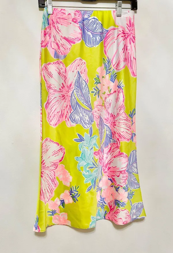 Cory midi skirt in matcha green boho babe floral print - Image 3