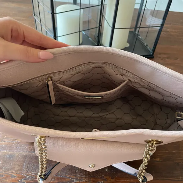 ALDO Blush Pink Faux Leather Chain Tote Bag - Image 3