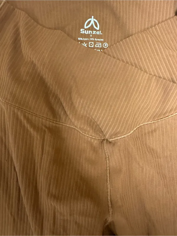 Sunzel Ribbed Flare Leggings – Light Brown Clay, Size S, NWOT - Image 4