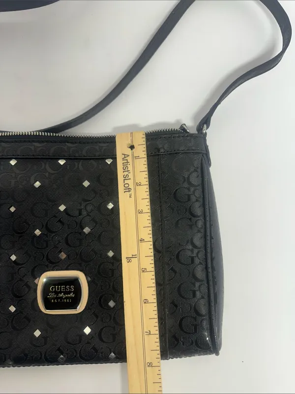 GUESS Black Logo-Pattern Crossbody with Gold Accent - Image 2