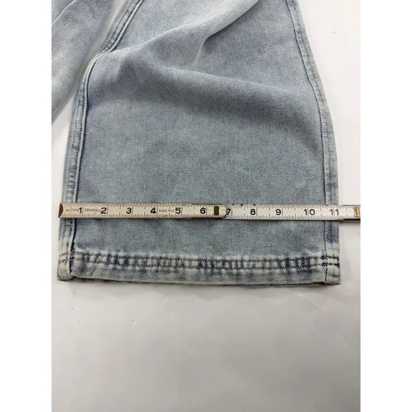 HM Divided Light Wash Wide Leg Elastic Waist Denim Pants XXS Light Blue - Image 7