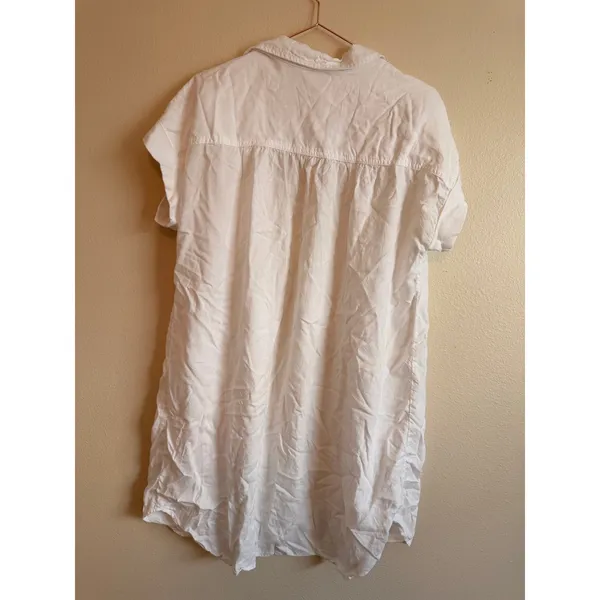 Cloth‎ & Stone Shirt Dress Women Medium White Tencel Relaxed Button Down Casual - Image 7