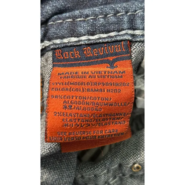 Rock Revival Bambi Low Rise Denim Shorts Size 29 Embellished Fleur‎ de Lis Y2K - Image 8