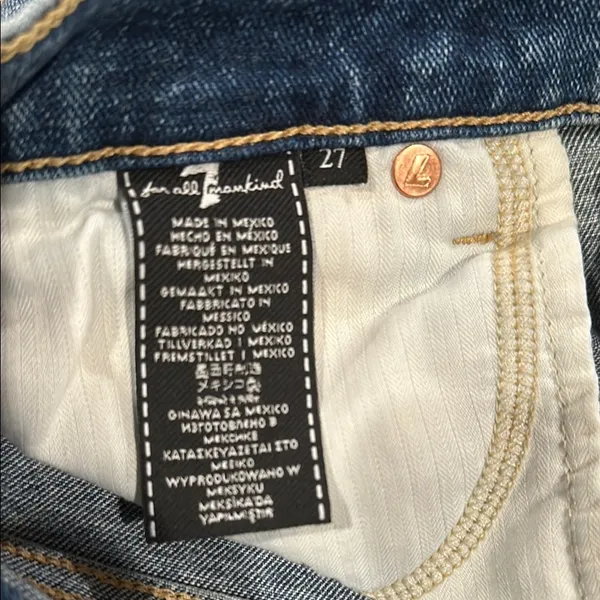 Seven 7 for all mankind frayed stretch denim blue summer 90’s Y2K Mini Skirt 27 - Image 5