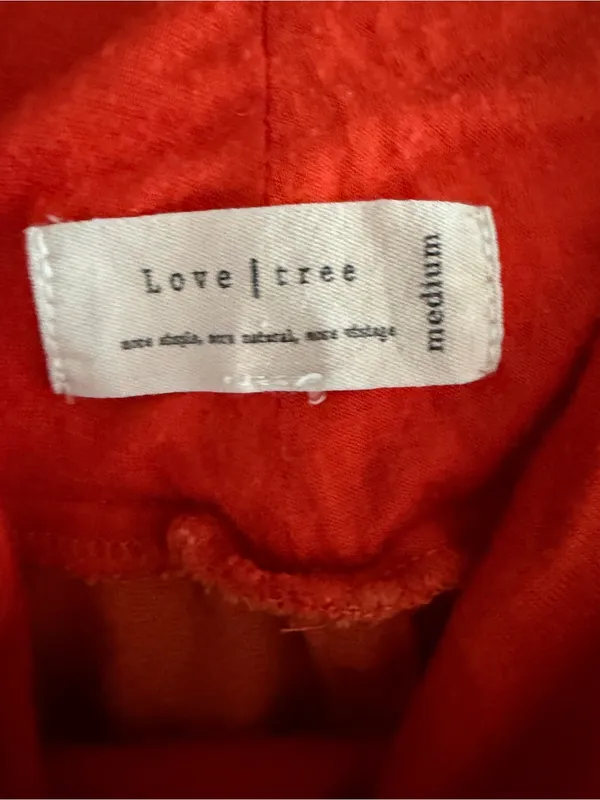 Love Tree Linen Blend Coral Fold Over Wide Leg Pants Medium - Image 4