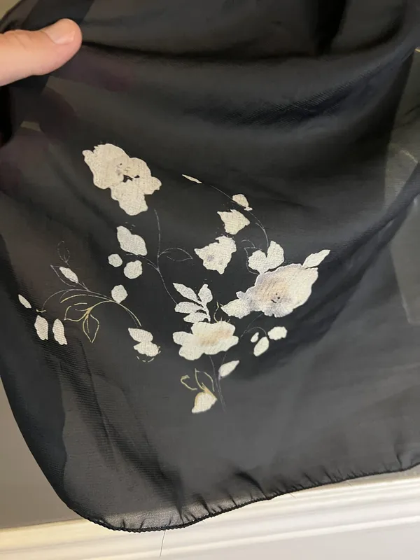 Mariella Burani Parfums Scarf Womens Black Sheer Lightweight Floral Wrap Shawl - Image 2