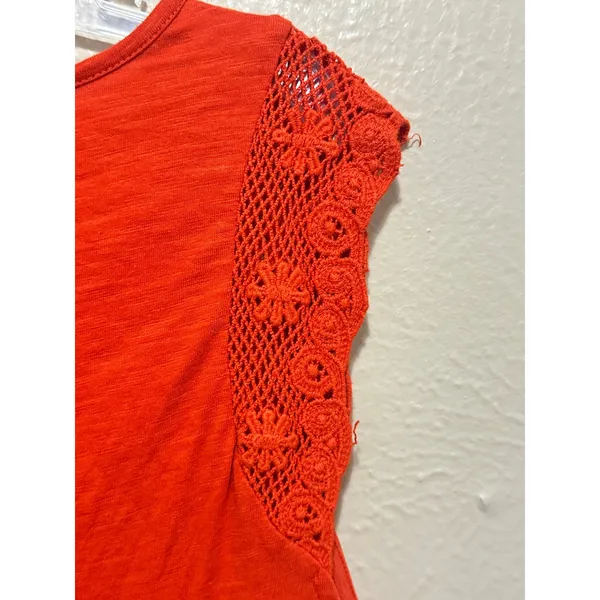 Lauren Ralph Lauren Orange Knit Tank Top with Crochet Trim Sleeveless Large‎ - Image 7