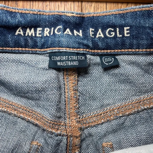 American Eagle Ex-Boyfriend Distressed Straight Leg Jeans Blue Womens 000 26x29 - Image 9