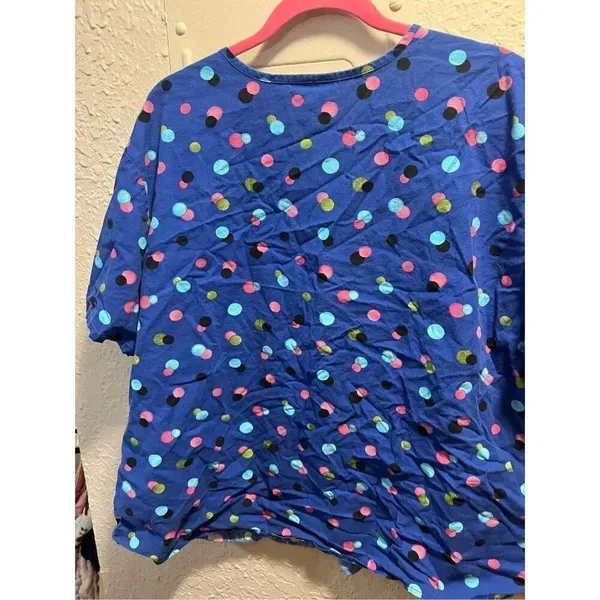 SB Scrubs Blue With Polka Dots Scrub Top Woman’s Size 2X - Image 8