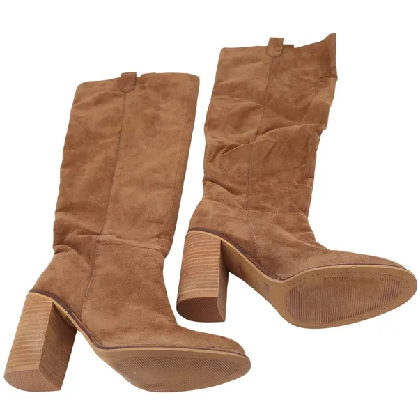 MiiM Womens Tan Faux Suede Slouchy Knee High Block Heel Boots Size 9 - Image 2