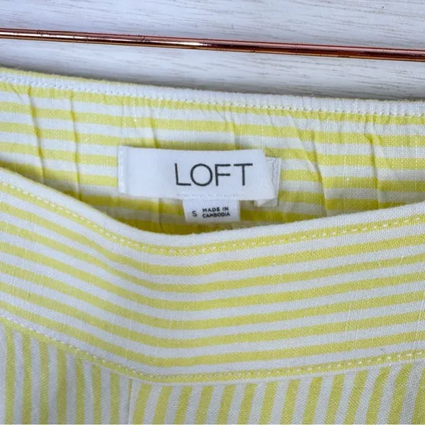 Loft Striped Linen Blend Wide Leg Crop Pants‎ Yellow White Small Lined Preppy - Image 11