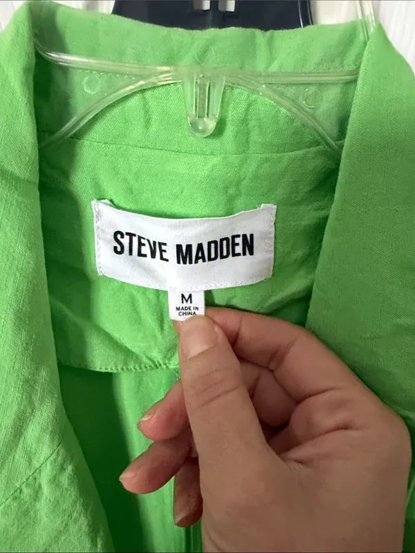 Steve Madden Neon Green Double-Breasted Blazer Jacket medium oversized fit - Image 2
