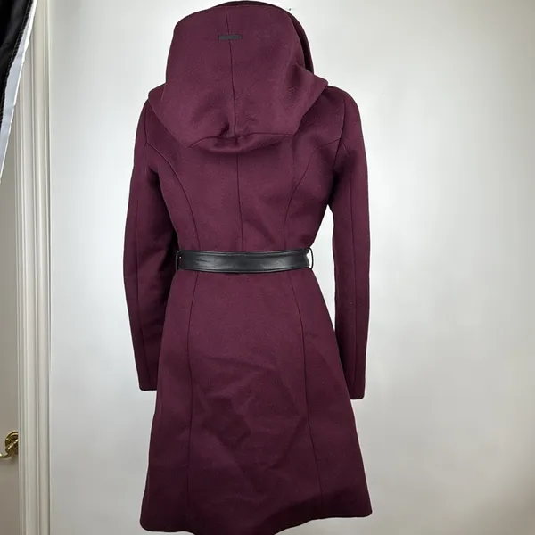 Soia & Kyo Arya Wool Blend Hooded Coat in Merlot Size Small - Image 8