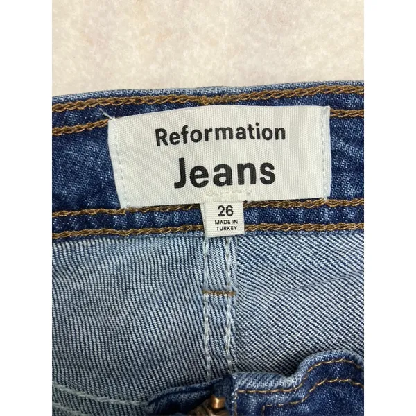 Reformation Jeans Julianna Zip‎ Mid Rise Straight Leg Jeans 26 Organic Cotton - Image 2