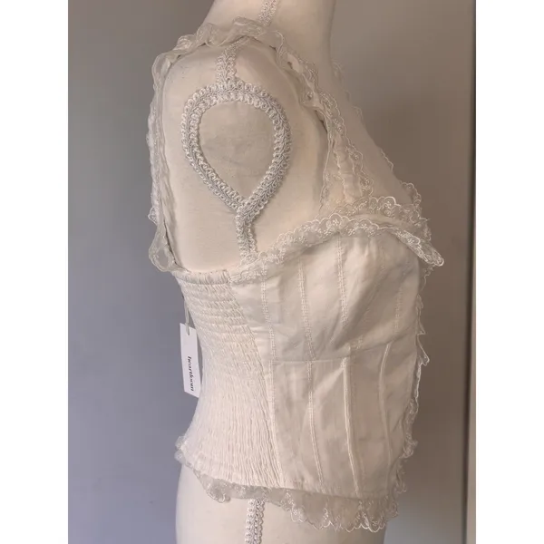NWT Heartloom Romi Top White Lace Corset Side Zip Size Medium - Image 5