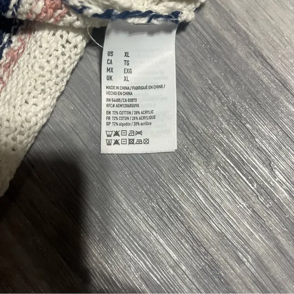 American Eagle Outfitters Navy Blue Pink White Striped Knit Tank Top; XL Women’s - Image 6