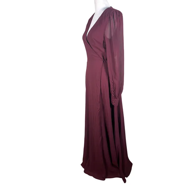 Lulus My Whole Heart Wrap Dress S‎ Burgundy Long Sleeve Gown - Image 4