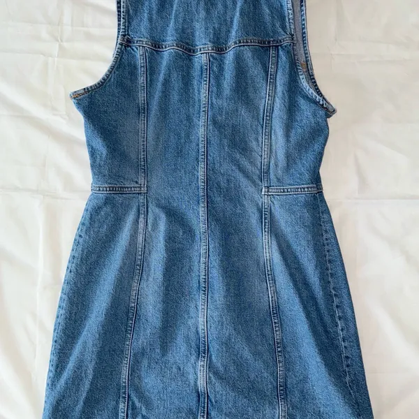 Zara Blue Denim Zip Dress - Image 3
