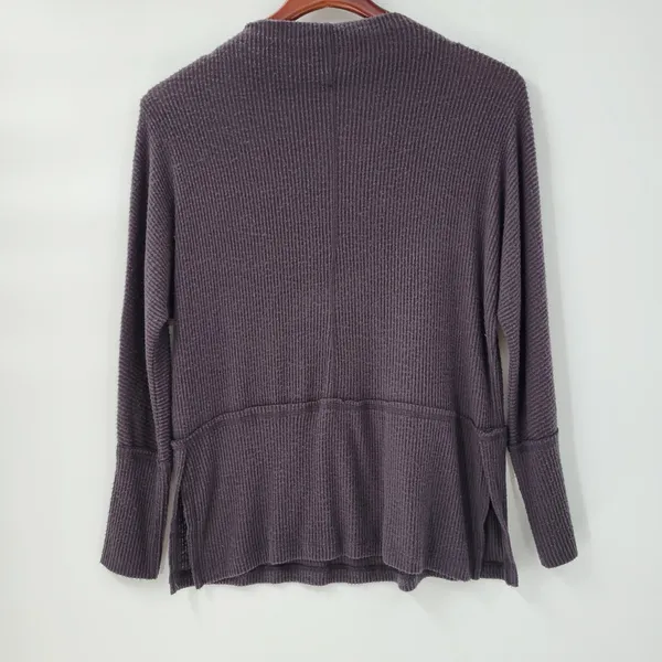 Anthropologie Eri + Ali Womens Sweater XS Gray Ribbed Knit Mock Neck Pullover - Image 3