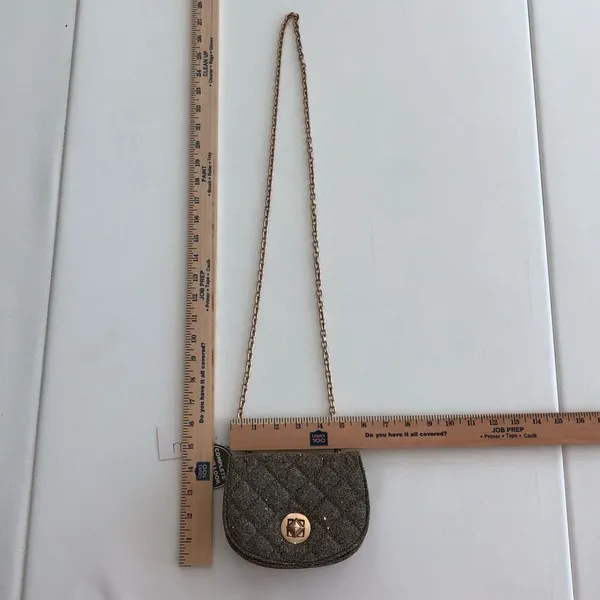 LONG CHAIN CROSSBODY GOLD GLITTER SHOULDER BAG Purse Evening Occasion Bag - Image 11