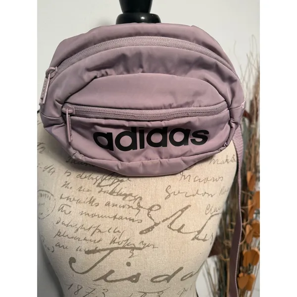 Adidas Waist Bag Fanny Pack Mauve Pink Black Logo Adjustable Strap Travel‎ Bag - Image 3