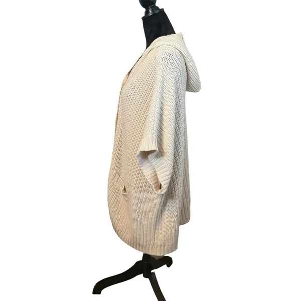 Aerie Cardigan Hoodie Cape Womens XS/S Cream‎ Chunky Button Up Knit Oversized - Image 5