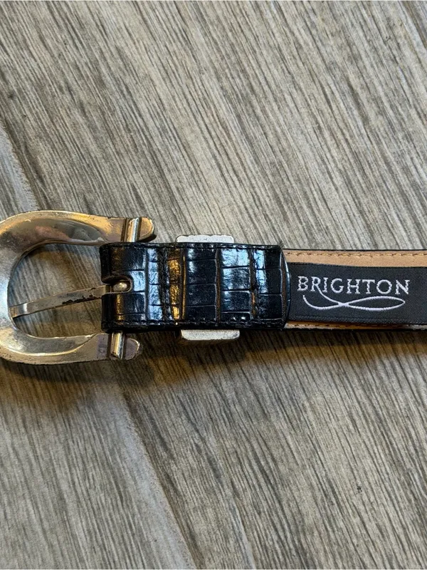Vintage Brighton Black Leather Belt Size Medium Western Boho - Image 4