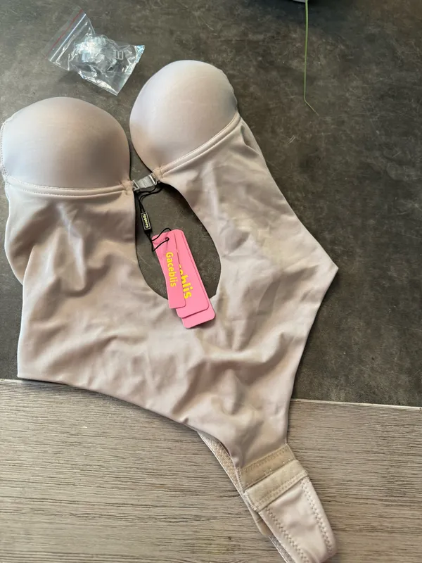 Women's U Plunge Clear Straps Bridal Shapewear Body Shaper Backless Bodysuit - Image 5
