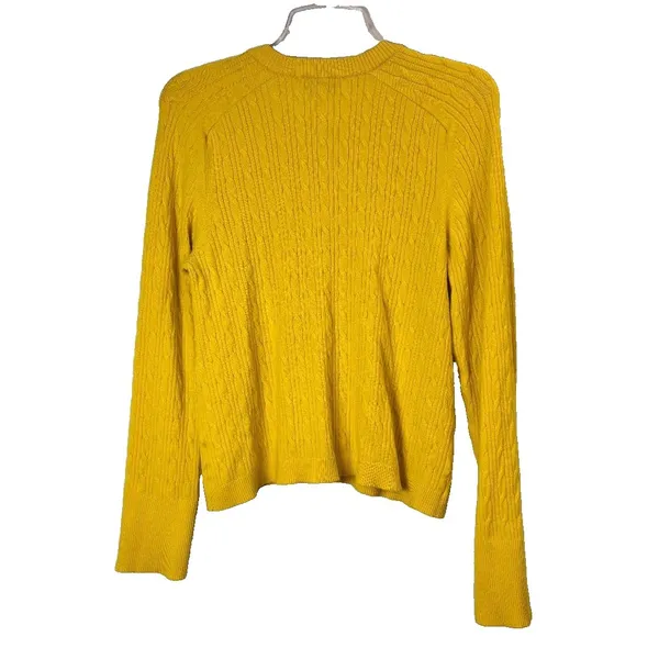 Free‎ Assembly Yellow Cable Knit Cardigan Sz L Rhinestone Buttons Boho Grandma - Image 2