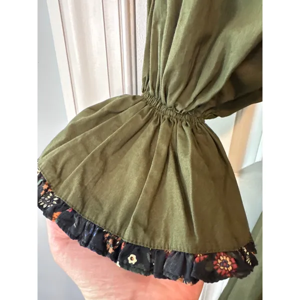 Lug‎ Von Siga Army Green Serena Ruffle Cotton Poplin Midi Dress Size 6 - Image 8