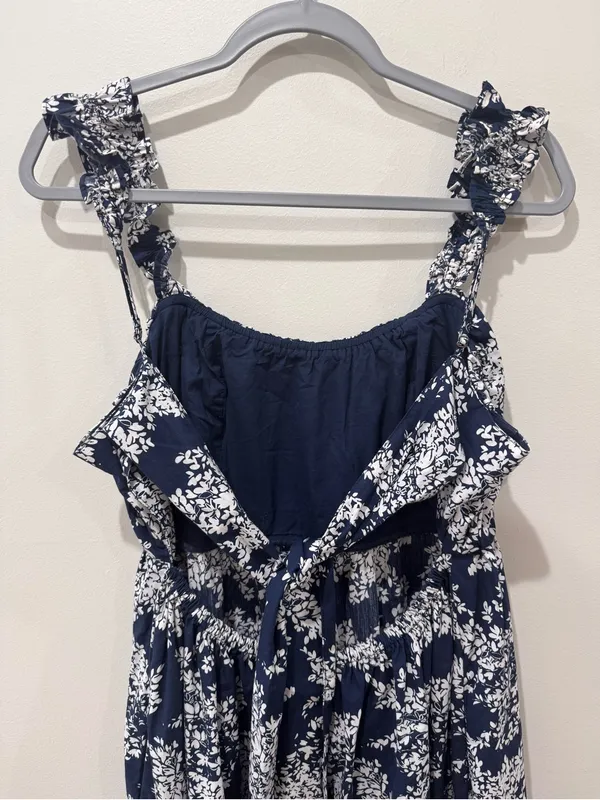 Abercrombie and Fitch Sz L Floral Cottage Navy White Maxi Dress - Image 6