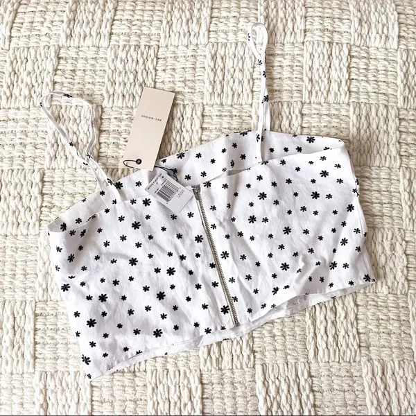 Bec + Bridge Petite‎ Fleur Linen Crop Top Ivory Black US 8 NWT - Image 7