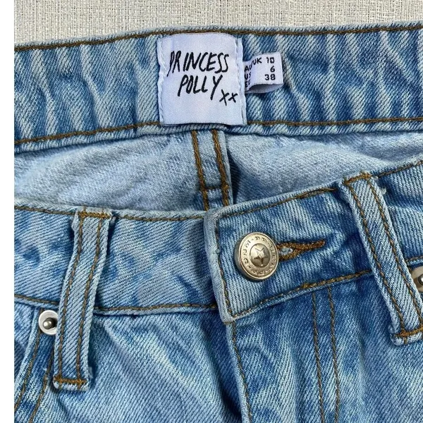 Princess Polly Light Wash High Rise Distressed Straight Leg Jeans‎ Size 6 - Image 12