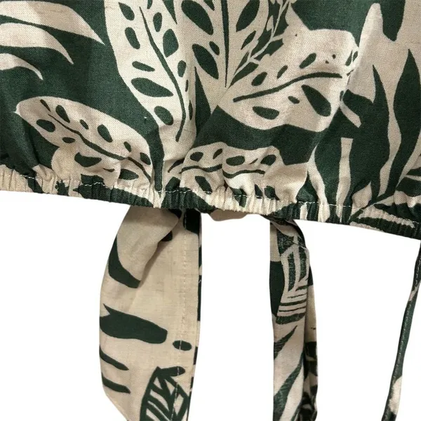Stile Collection Women's Floral Wrap Blouse Green‎ V-Neck Long Sleeve S - Image 9