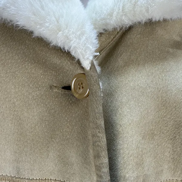 Marvin Richards Vintage Tan Suede Coat Size S Faux Shearling Lined‎ Western Boho - Image 2