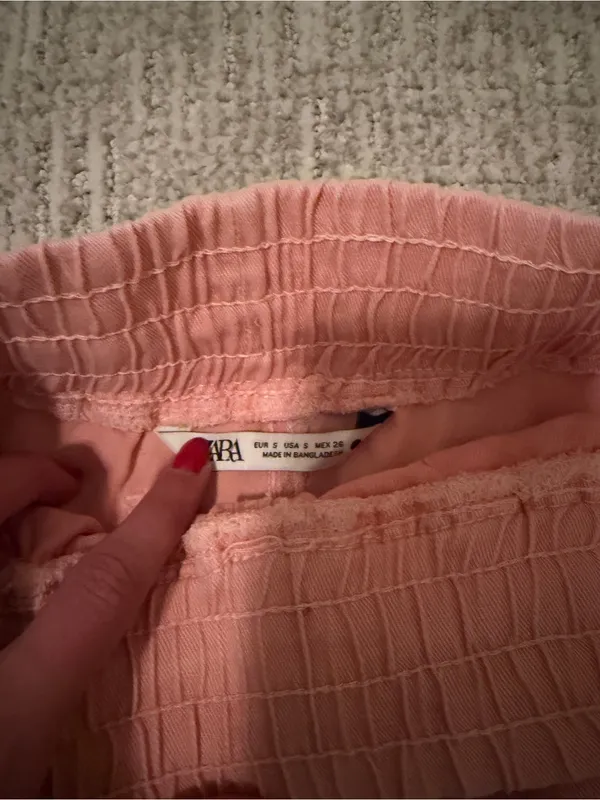 Zara Light Pink Drawstring Linen Blend Pants - Image 6