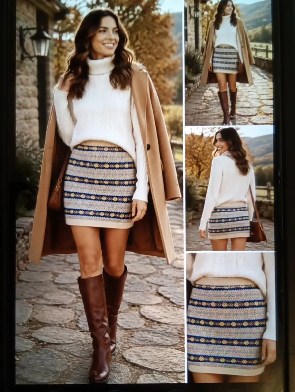 Polo Ralph Lauren Silk Cotton Fair Isle Sweater Skirt Equestrian Nordic Cottage - Image 2