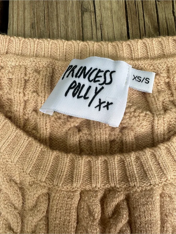 Princess Polly Tan/ Beige cable knit pullover sweater,  Size XS/S - Image 4