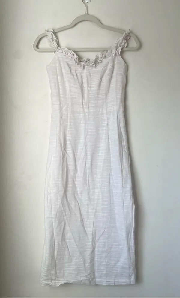 Petal & Pup Florez White Off the Shoulder Ruffle Midi Dress 4 - Image 9