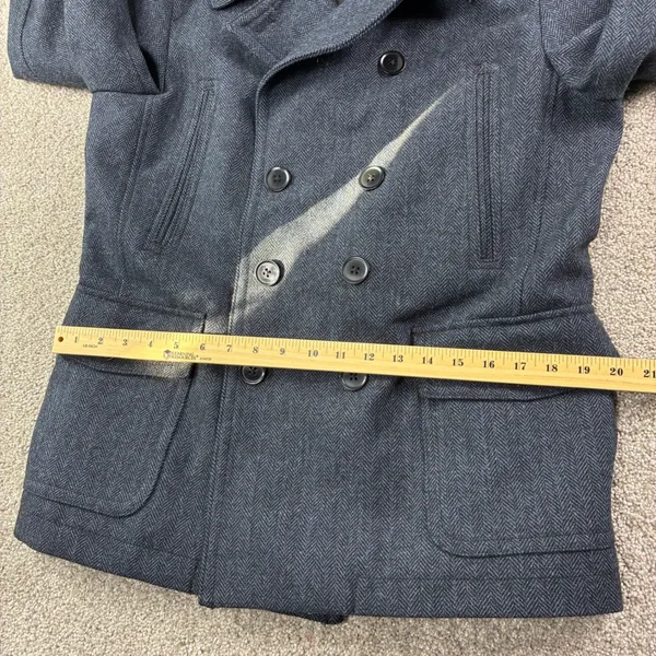 Express Size S Navy Herringbone Double Breasted Peacoat Jacket Military NWT - Image 9