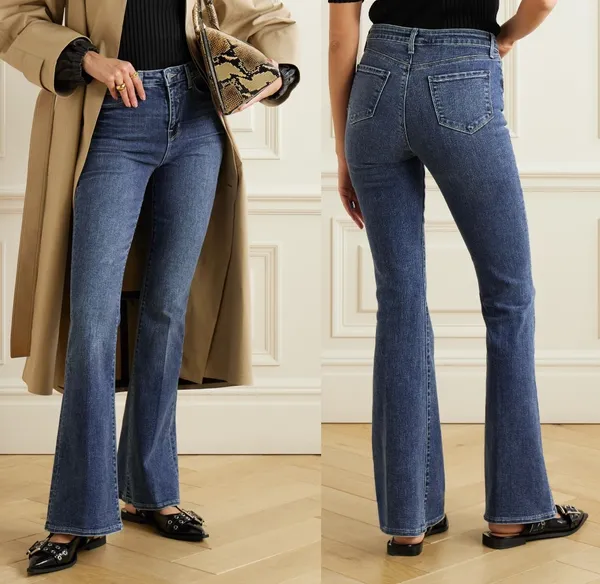 NWOT L’AGENCE Marty Mid-Rise Flared Jeans Slim Fit Acid Wash Blue Womens Size 23 - Image 2